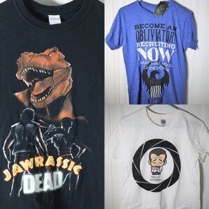 Lot of 3 Shirts Small - Iron Man Powerball Jurassic Park Walking Dead James Bond